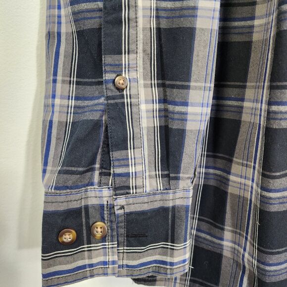 Field and Stream Mens Shirt Size 2XLT Plaid Button Long Sleeve Black Gray Pocket - Picture 6 of 11